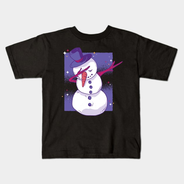 Dabbing Snowman Kids T-Shirt by madeinchorley